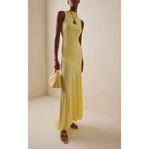 Siedres Exclusive Fens Scoop Back Maxi Dress Yellow - L